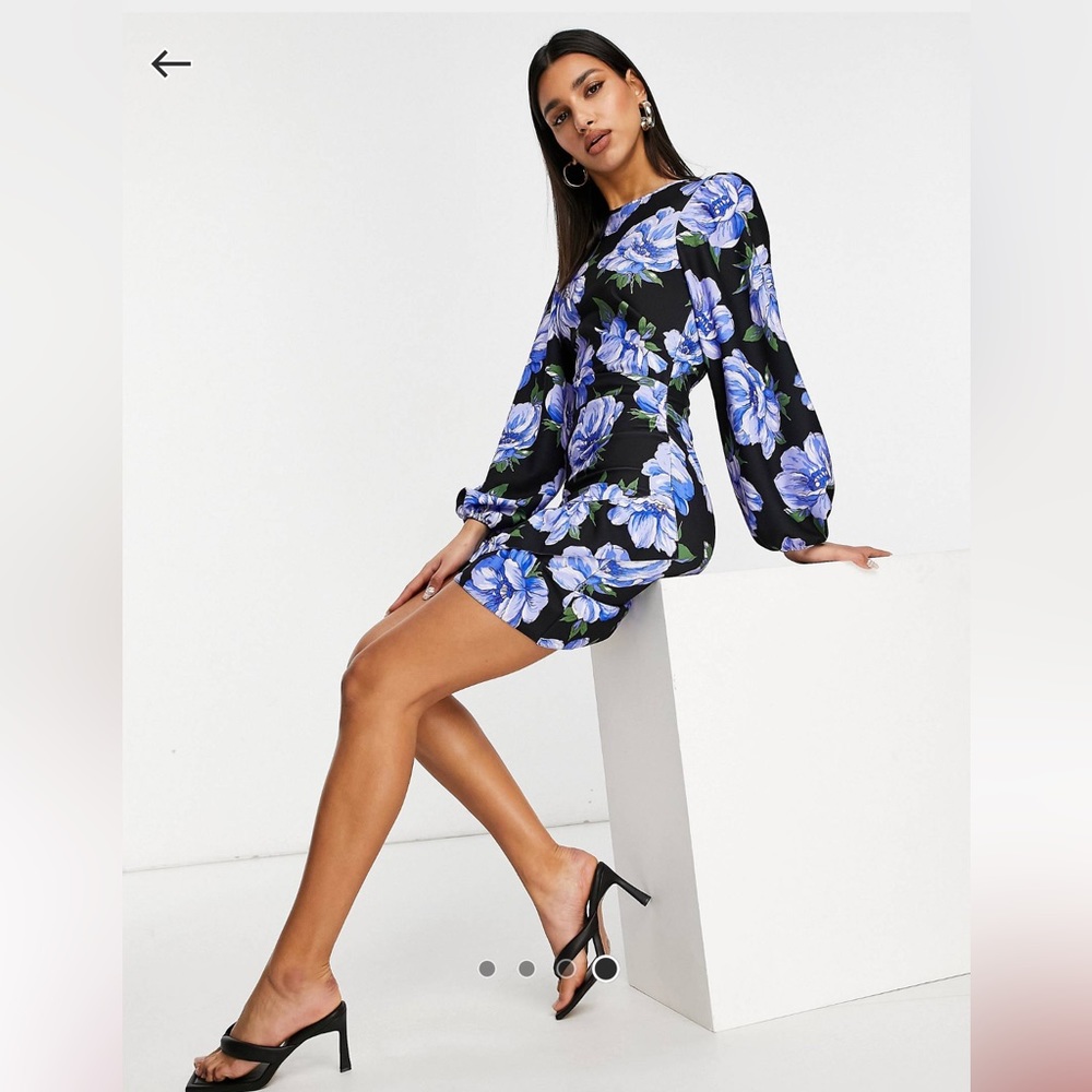 NWT ASOS DESIGN balloon sleeve ruffle mini dress in floral print